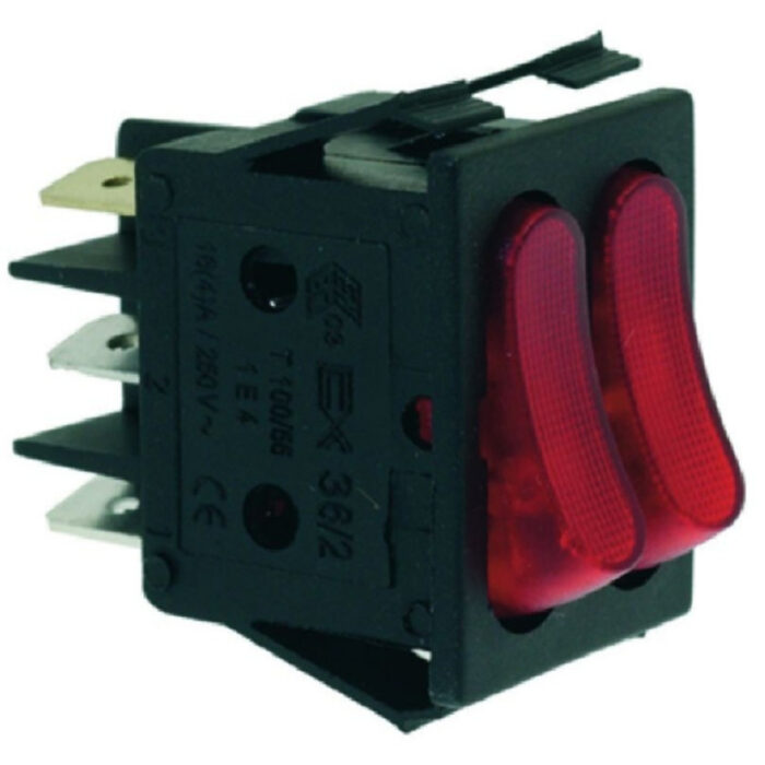 Interrutor Vermelho Duplo 16(4)A 250V 6 Terminais para Diversos Equipamentos